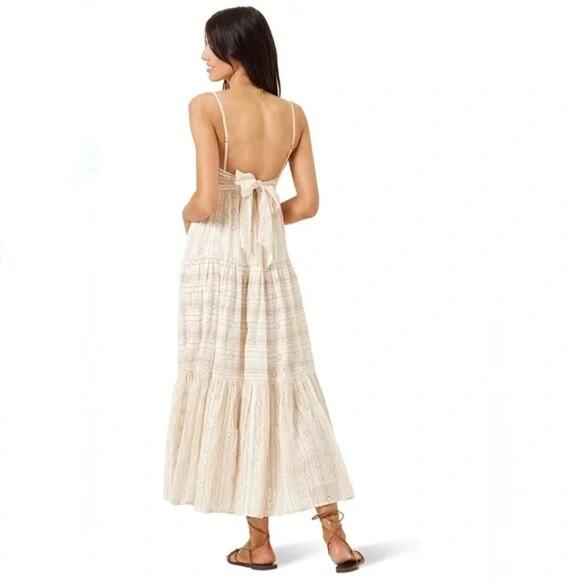 L*SPACE Santorini Maxi Dress Size XL Falling For You Eyelet Boho Beach Resort - Picture 3 of 9